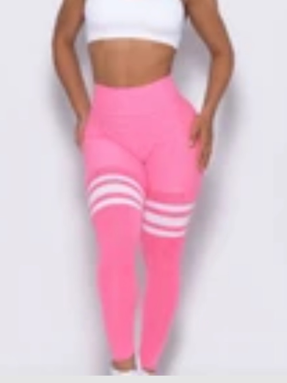 Bombshell Sportswear Pink Striped High-Waist Leggings